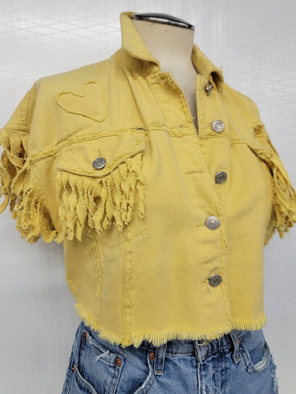 **SOLD***ZZ Top 'Mascarero' Fringe Jean Shirt Vest - Upcycled Retro Vintage Band - Picture 2 of 11